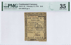 $1/6 Continental Currency. image