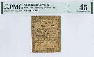 $1/3 Continental Currency. image